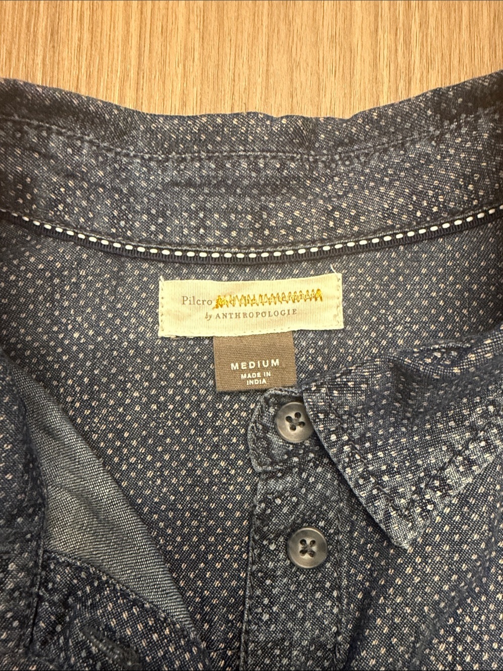 Pilcro by anthropologie Blue Textured Button-Down Shirt - Picture 2 of 5